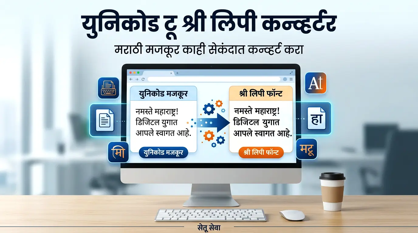 Online Unicode to Shree Lipi Marathi font converter tool for Mahaonline, CSC, DTP, and Marathi typing work.